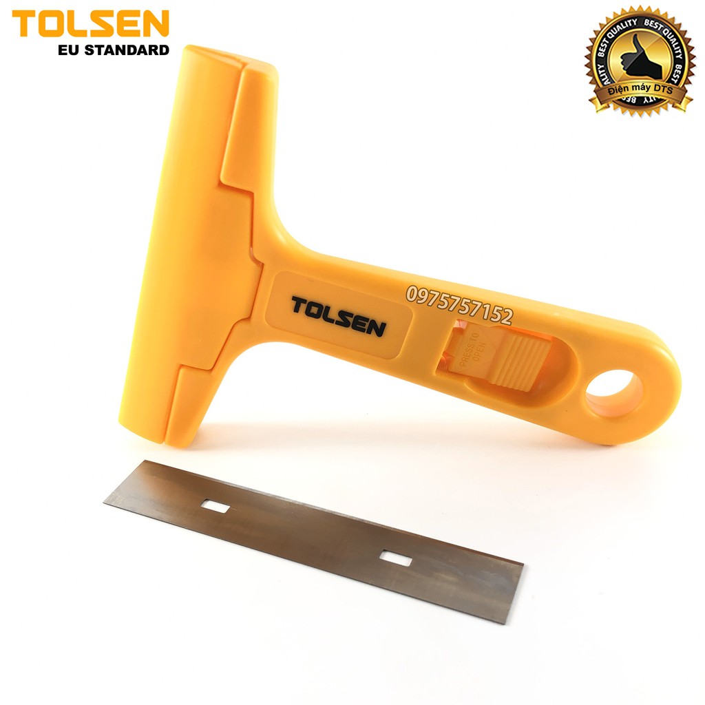 Cây sủi cán ngắn Tolsen 150mm, vệ sinh tường, dụng cụ sủi sơn siêu sắc (Kèm 3 lưỡi dao) - Tiêu chuẩn xuất khẩu châu Âu