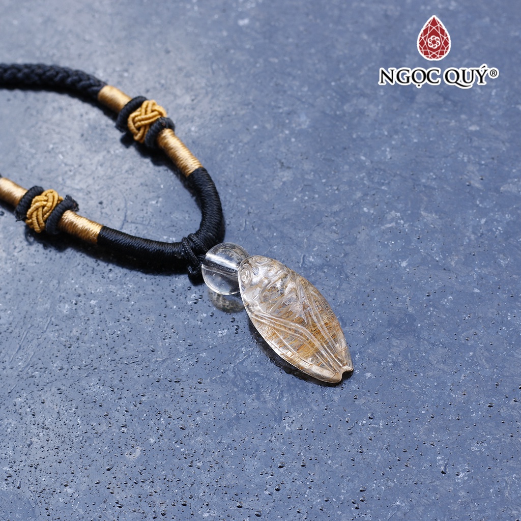 Mặt dây chuyền con ve ngọc thiền TA tóc đỏ cam - Ngọc Quý