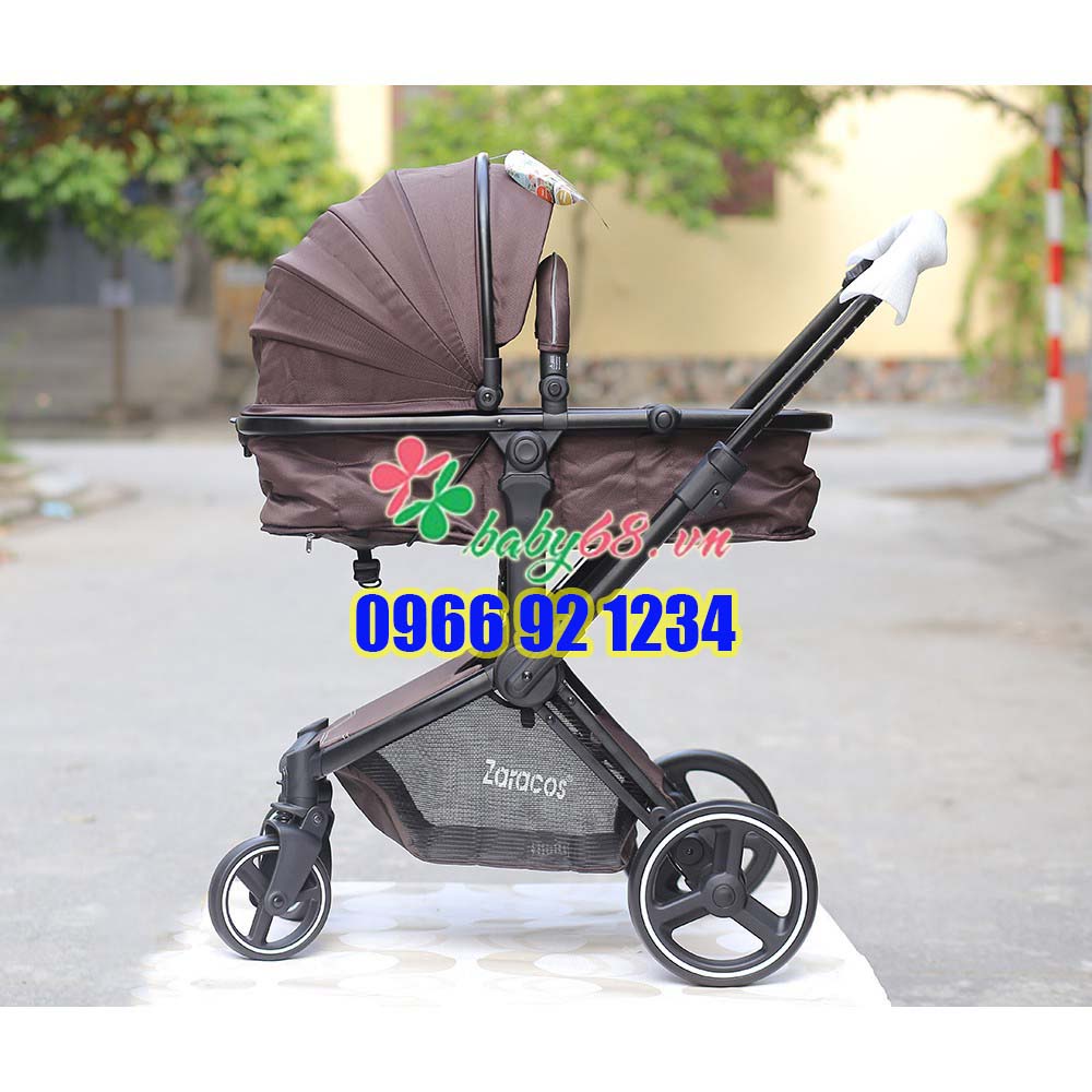 Xe đẩy hai chiều kết hợp nôi cho bé ZARACOS ZIPPY 8186 DARK BROWN