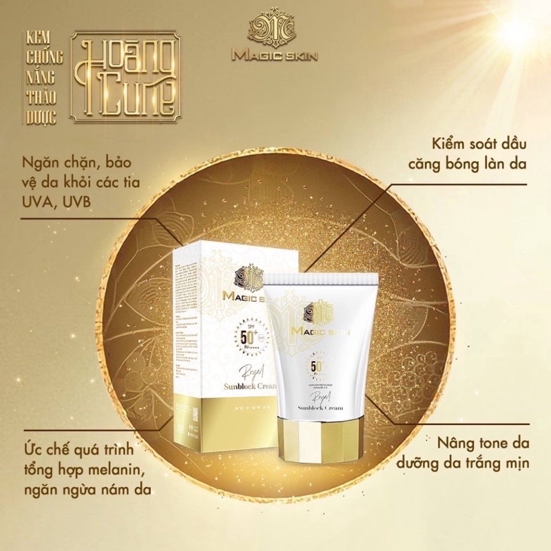 (CHÍNH HÃNG) chống nắng MỚI Magicskin SPF 50PA++++ Kem chống nắng thảo dược Hoàng cung.An toàn với mọi loại da.