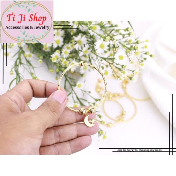 VÒNG TAY NỮ INOX TRĂNG SAO MẠ VÀNG - siêu đẹp,