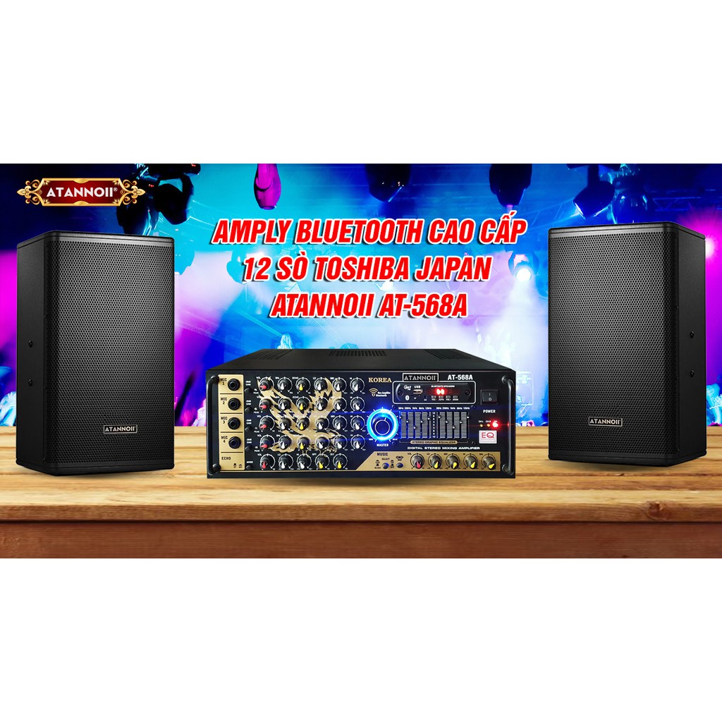 [Mã ELHACE giảm 4% đơn 300K] Amply USB Bluetooth - Ampli Karaoke Gia Đình ATANNOII AT-568A 12 sò Nhật