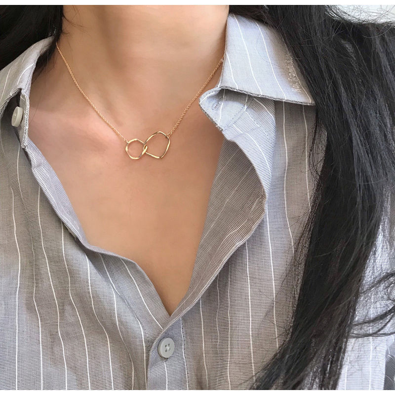 Dây chuyền mặt nhẫn đôi phong cách Hàn Quốc cho nữ