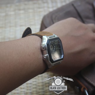 Dây đồng hồ da bò cho Casio AE1200 WHD (Tặng kèm khoá + cây thay dây )