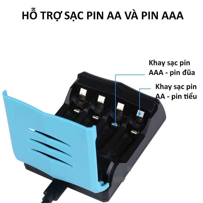 Bộ sạc pin AA/AAA Beston C9001 sạc nhanh có màn LCD báo dung lượng pin kèm pin sạc