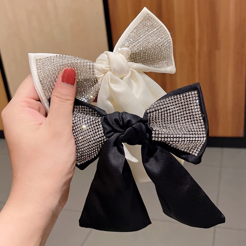 Dây buộc tóc/kẹp hình nơ đính đá lấp lánh phong cách hàn quốc cho nữ