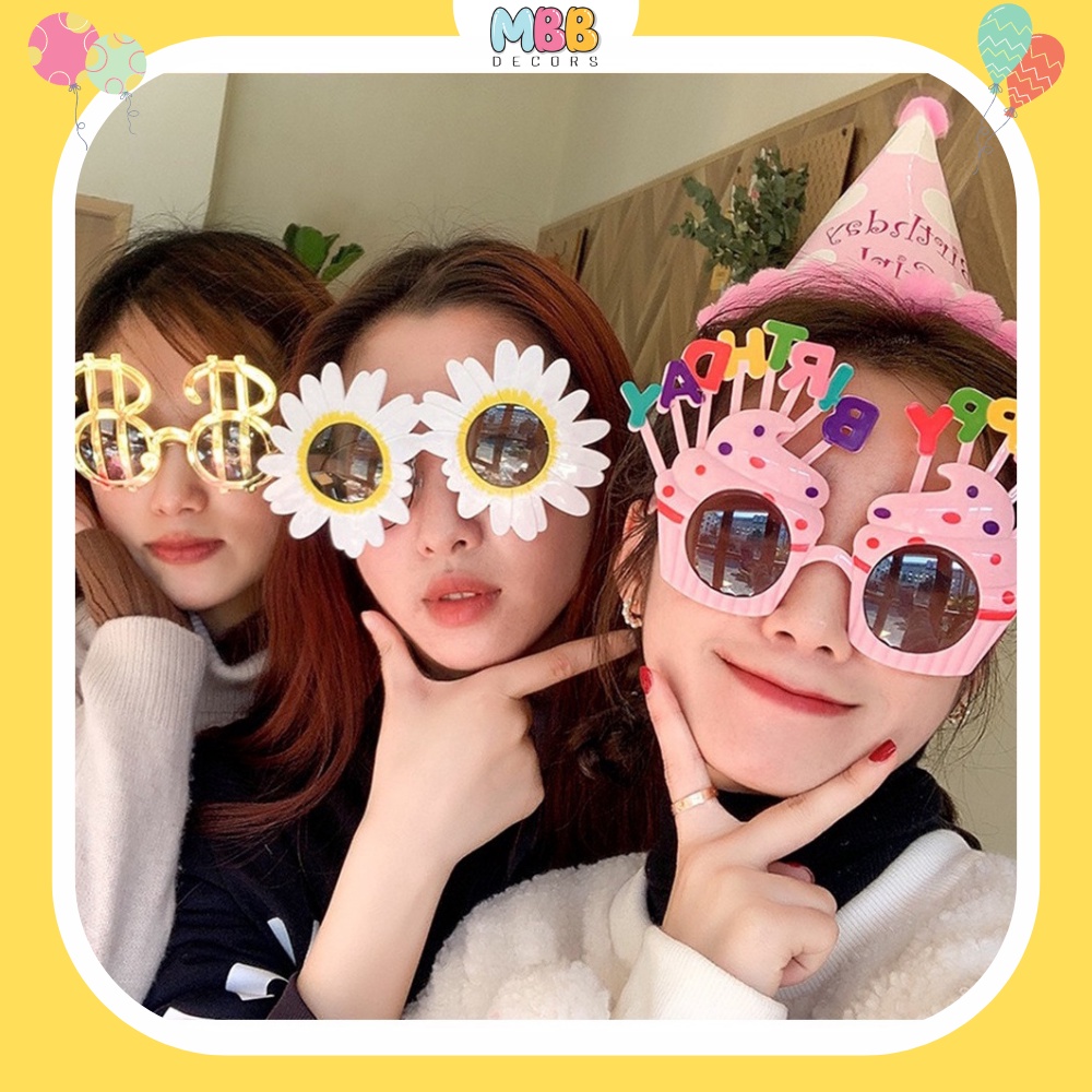 Kính Sinh Nhật, Mắt Kính Chữ Happy Birthday Phụ Kiện Chụp Ảnh Sinh Nhật Tiệc Tùng Hot Trend