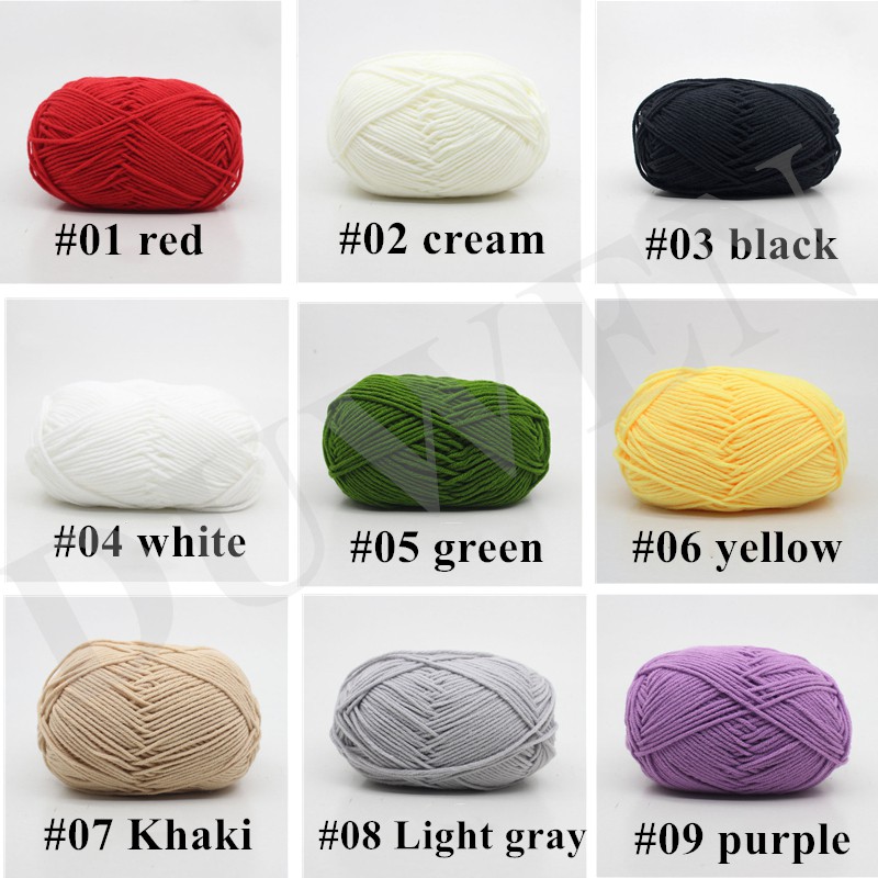 Cuộn chỉ đan len dệt kim thủ công 4 sợi cotton sữa mịn