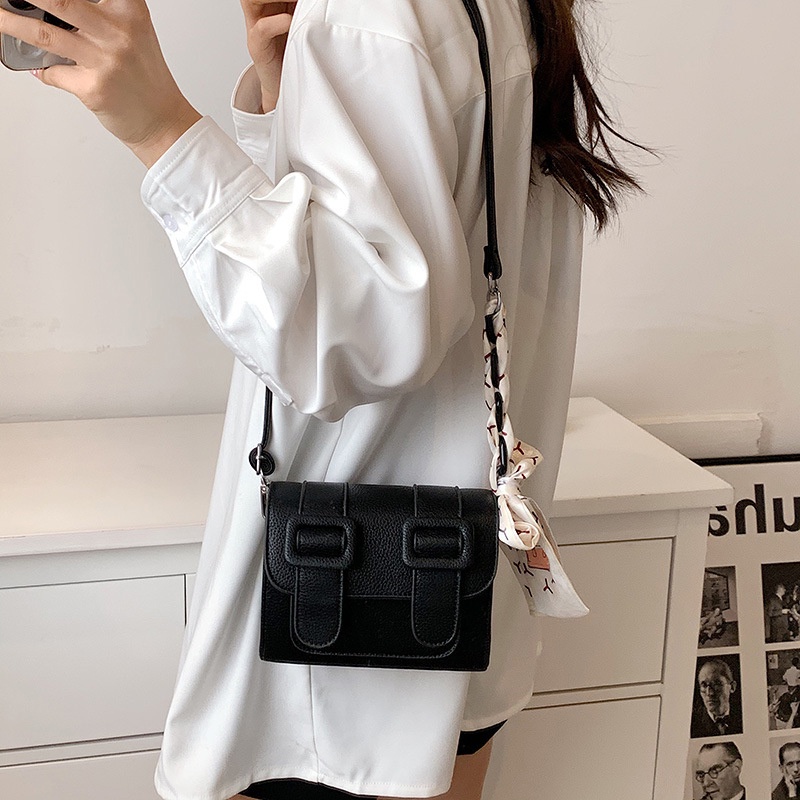 Túi Đeo Vai Hình Vuông Cỡ Nhỏ Bằng Lụa Cài Khóa Nam Châm Trang Trí Khăn Quàng Cổ Cho Nữ