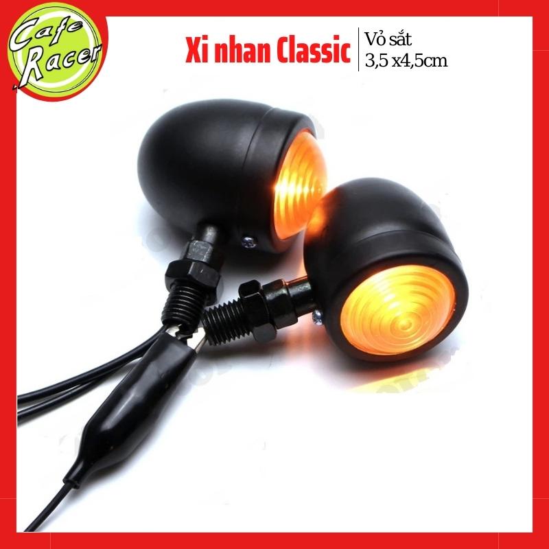 Xi nhan xe máy độ , xi nhan classic loại bé 3,5 x4,5cm hàng tốt vỏ sắt sơn đen chuyên độ xe