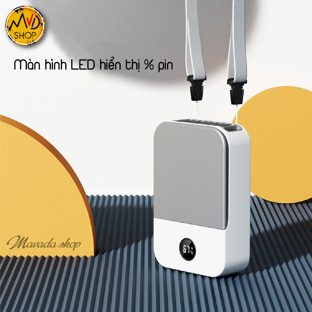Quạt Đeo Cổ Mini tích điện để bàn, màn hình LED, pin trâu sử dụng 8 tiếng
