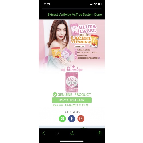 Viên trắng da Lazel Gluta Pure 2in1 Thái Lan