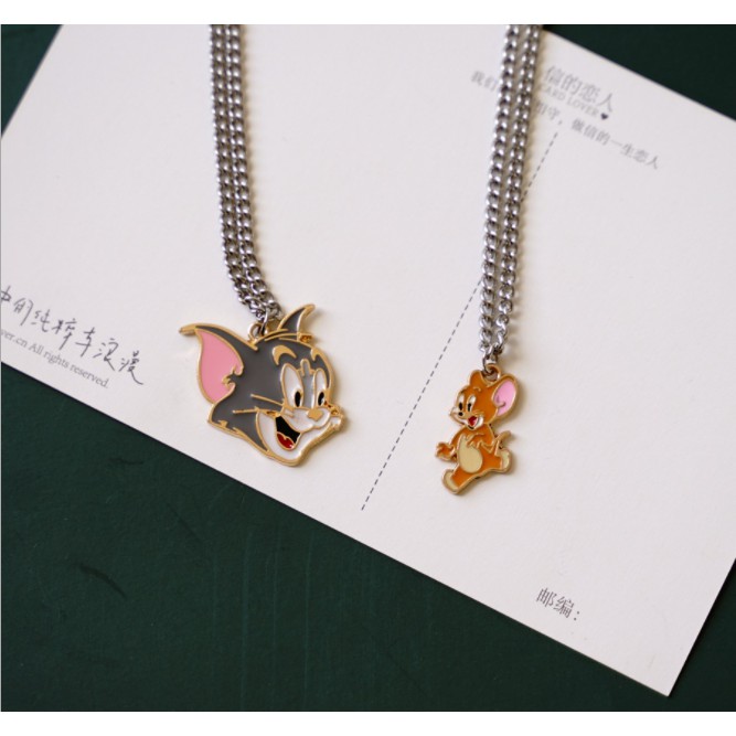 Cặp dây chuyền ULA Shop TOM và JERRY phong cách hàn quốc Unisex