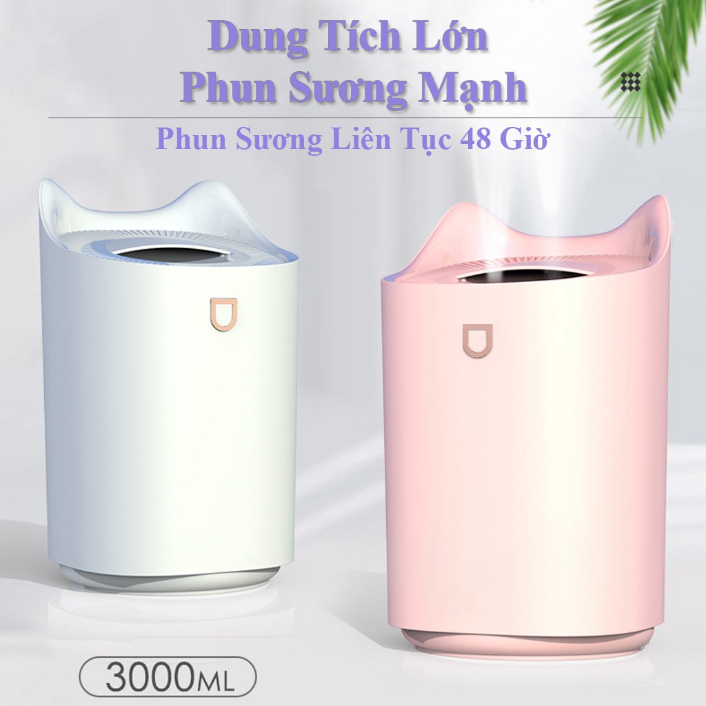 [BH 1 ĐỔI 1 CHÍNH HÃNG] MÁY PHUN SƯƠNG Tạo Độ Ẩm cái Cỡ to có Đèn LED - có Thể Thêm Tinh Dầu PGshop