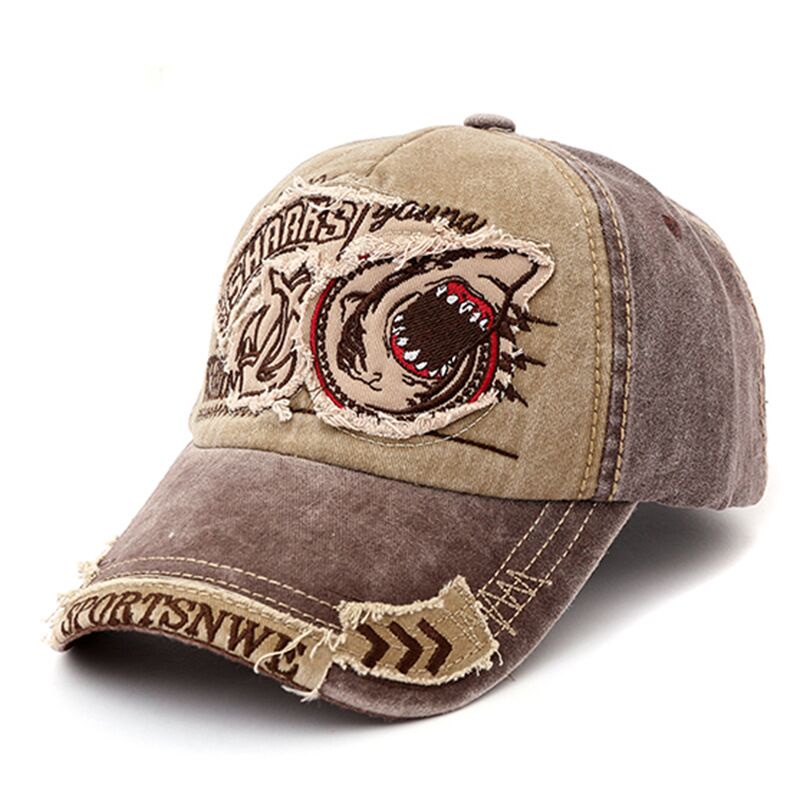 Nón Lưỡi Trai Thêu Hình Cá Mập 3D Phong Cách Âu Mỹ