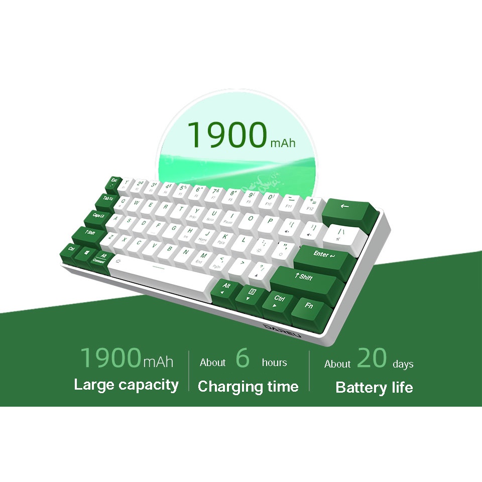 Bàn phím cơ không dây Bluetooth DARE-U EK861 Green white