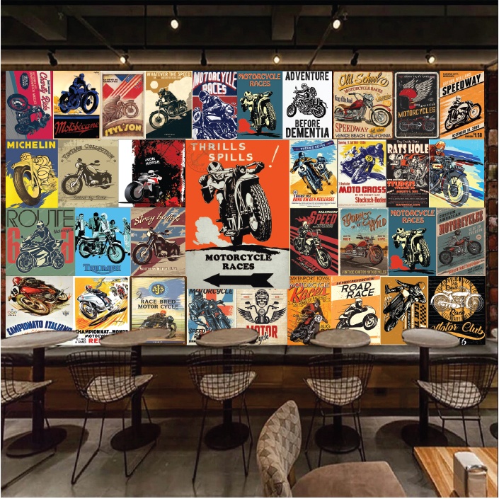 Decal BIKER, MOTOBIKER dán tường khổ lớn