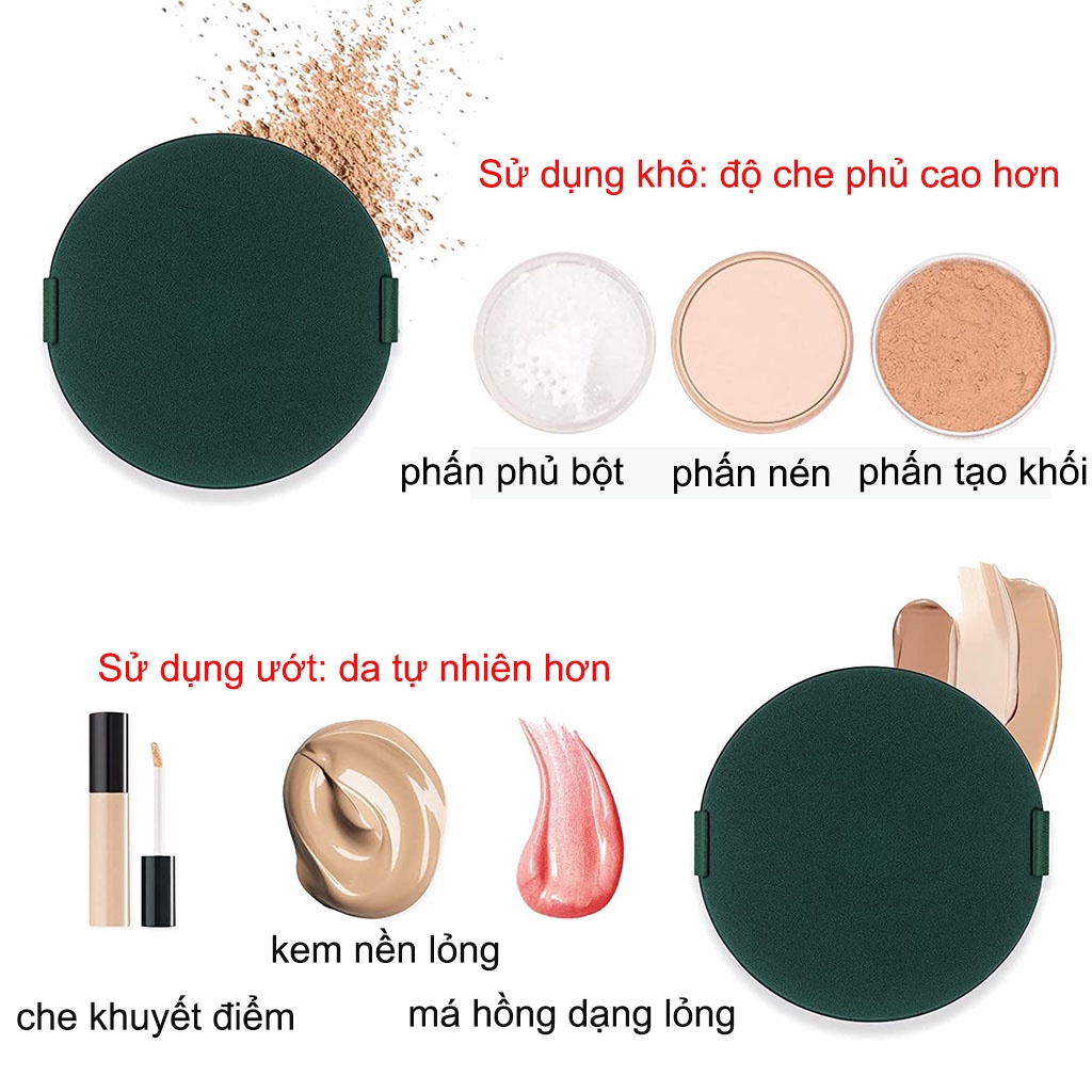 【2 Miếng】Mút Trang Điểm Siêu Mịn Khô Ướt Đều Dùng Được Không Đóng Cặn