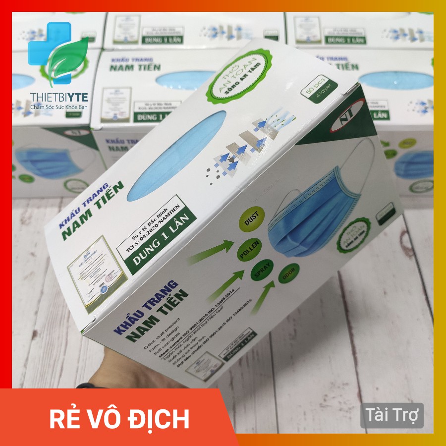 Khẩu trang y tế Nam Tiến 4 lớp ( Hộp 50 chiếc) - Hàng chuẩn công ty, đủ giấy tờ - Đủ màu | BigBuy360 - bigbuy360.vn