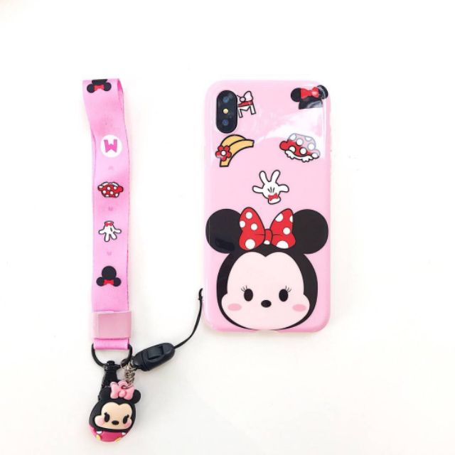 Ốp iPhone Tsum Hoạt Hình Kèm Dây Đeo X/Xs Max/7plus/8plus/6plus