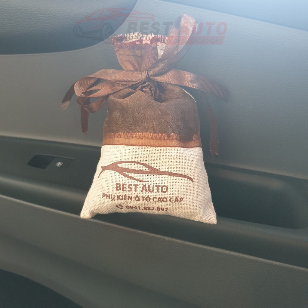 Túi cafe khử mùi ô tô không hóa chất 100g, túi cà phê treo xe ô tô, chống say xe khử mùi điều hòa, nguyên chất-Best Auto