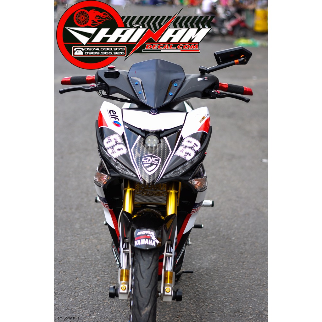 Tem trùm đen trắng đỏ  cho Exciter 150