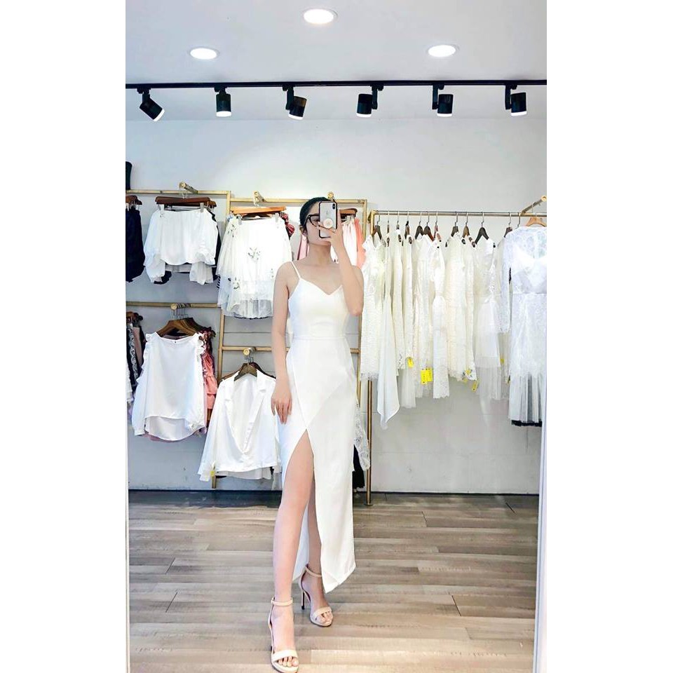 533 - Đầm ôm body 2 dây thân đắp chéo form dài