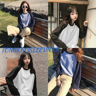 Áo thun tay dài raglan cổ tròn ulzzang thu đông unisex