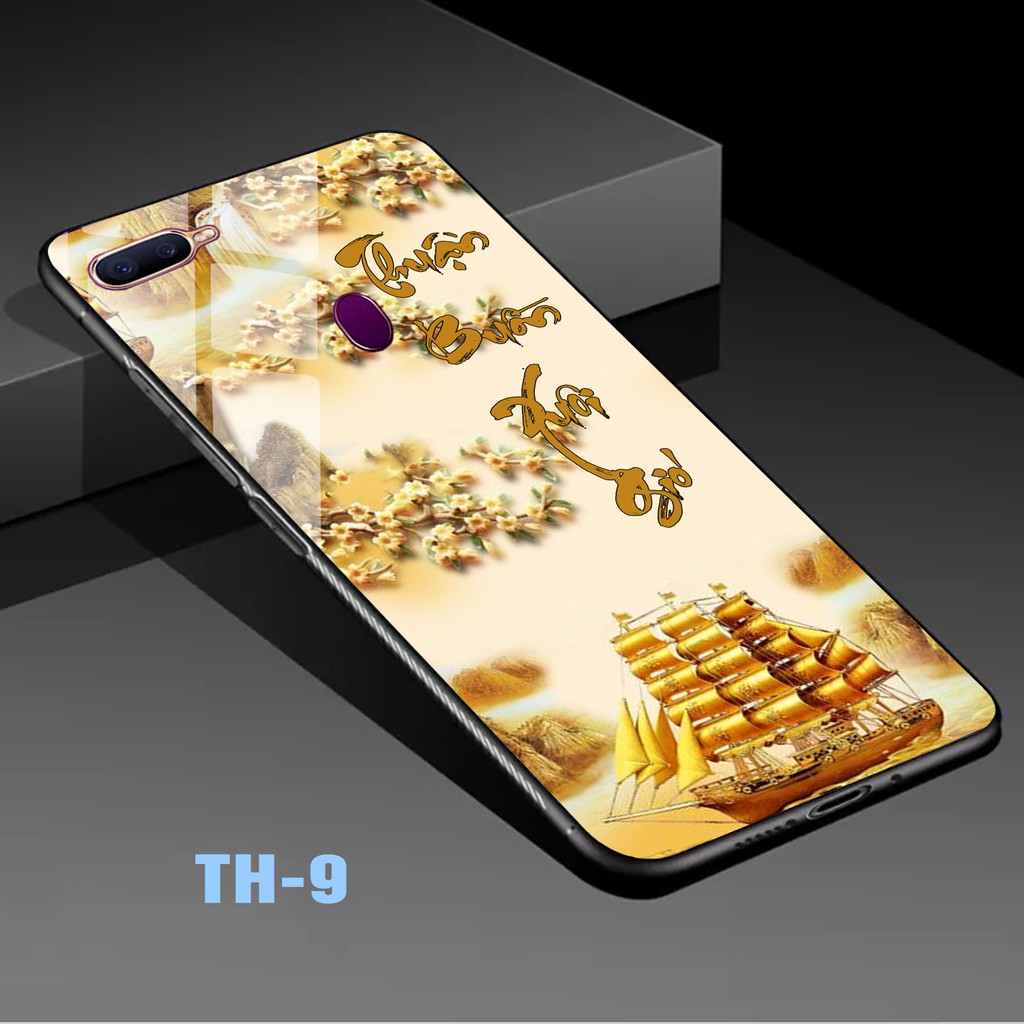 ốp lưng oppo F9/A12/A7/A5S kính cương lực in hình thư pháp.