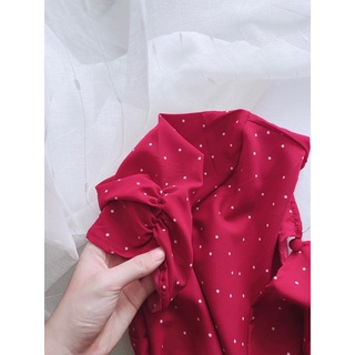 ĐẦM ĐỎ CHẤM BI CUTOUT LƯNG