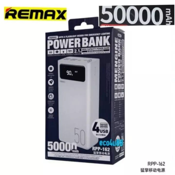 Sạc dự phòng Remax Rpp-162 50.000mah ♥️Freeship♥️ Giảm 30k khi nhập MAYT30 - Pin sạc dự phòng Remax