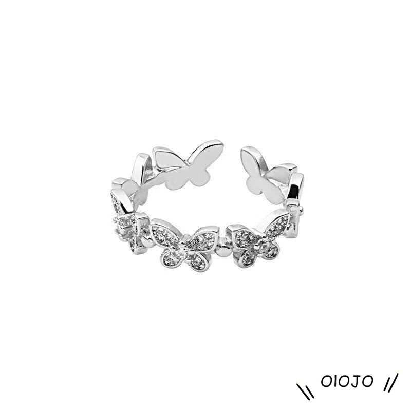 Nhẫn Hở Hình Bướm Đính Đá Phong Cách Hàn Quốc Xinh Xắn