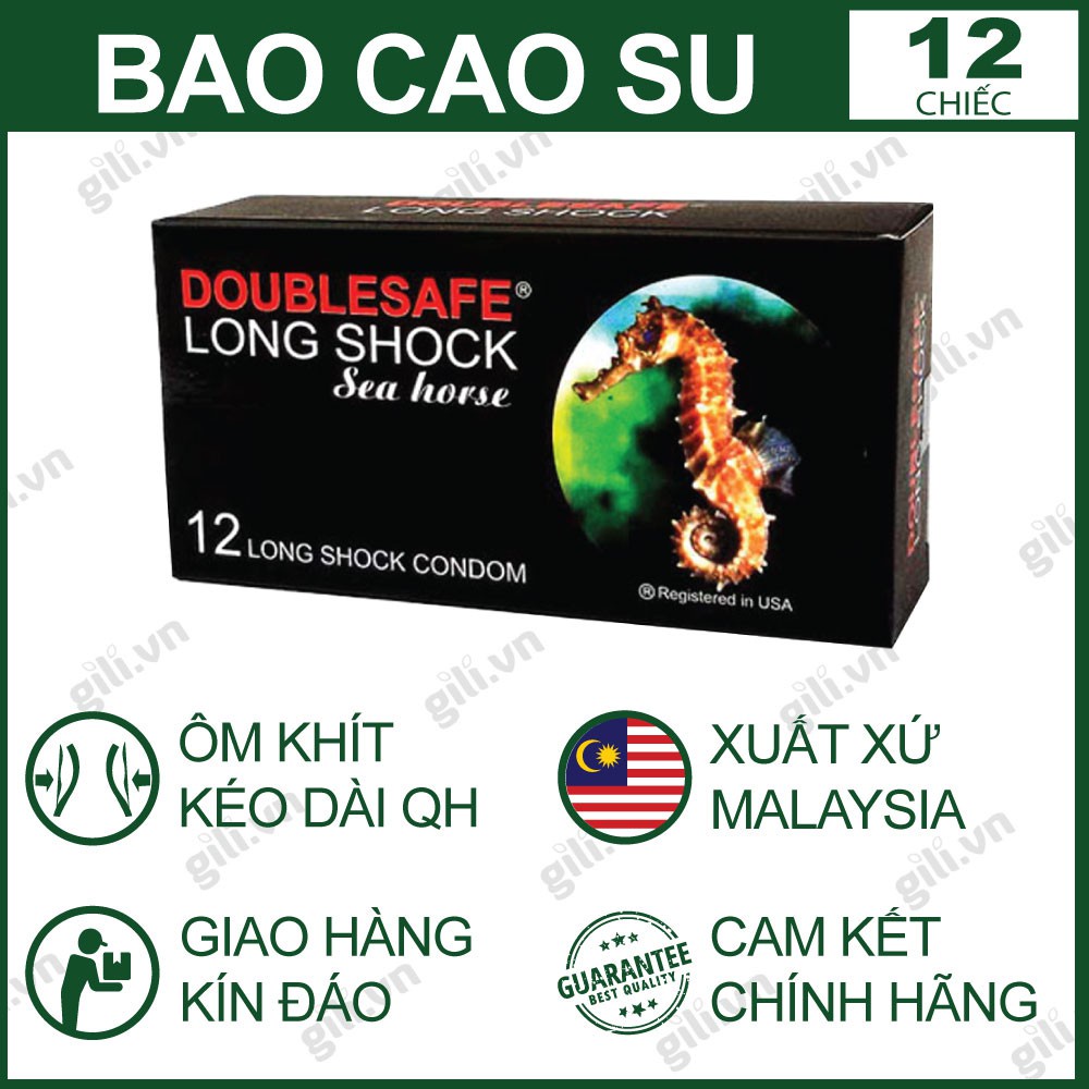 [SHIP NHANH 1H HCM]Bao Cao Su Cá Ngựa Double safe Sea Horse, Bcs Siêu mỏng Kéo dài thời gian (12 cái/hộp)