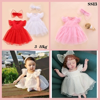 Váy body công chúa tiểu thư đầy tháng/ Thôi nôi bé gái 0-12 tháng kèm turban ss13