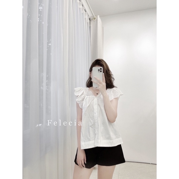 áo vai ren trắng babydoll