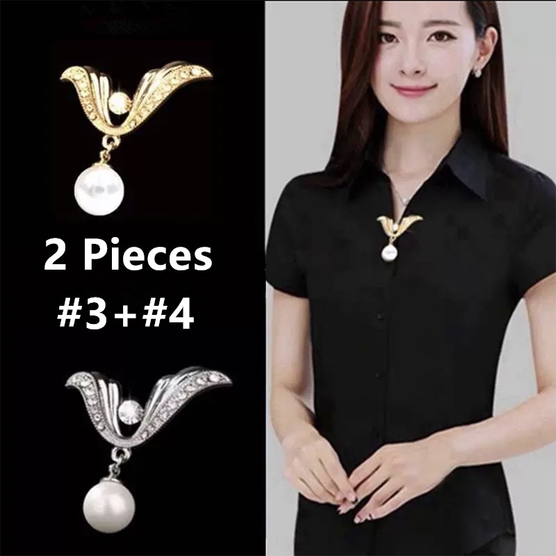 Set 2 Ghim Cài Áo Đính Ngọc Trai Nhân Tạo Thời Trang
