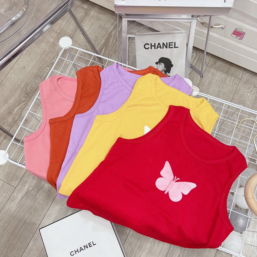 Áo kiểu ba lỗ croptop in hình con bứm trắng cực xinh , chất thun bozip mềm mịn