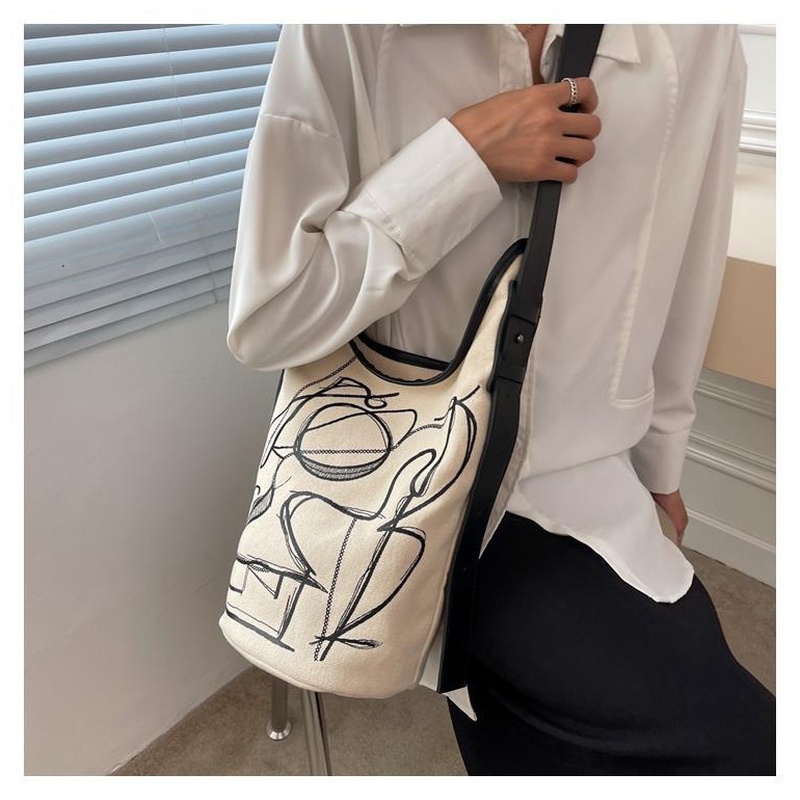 Túi Xách Vải canvas Gylb1594 Mẫu Mới 2022 In Họa Tiết Đơn Giản Cho Nữ