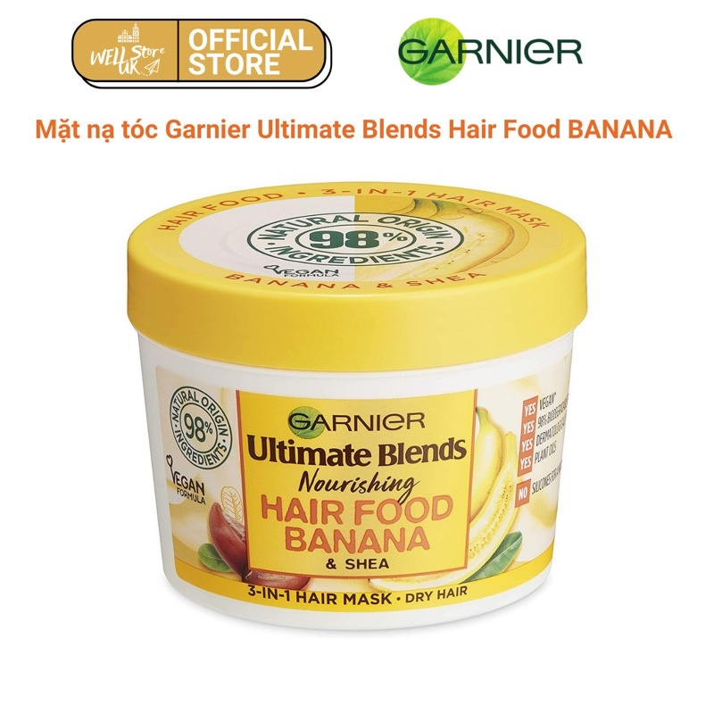 Mặt nạ cấp ẩm dành cho tóc khô Garnier Ultimate Blends Nourishing Hair Food Banana &amp; Shea