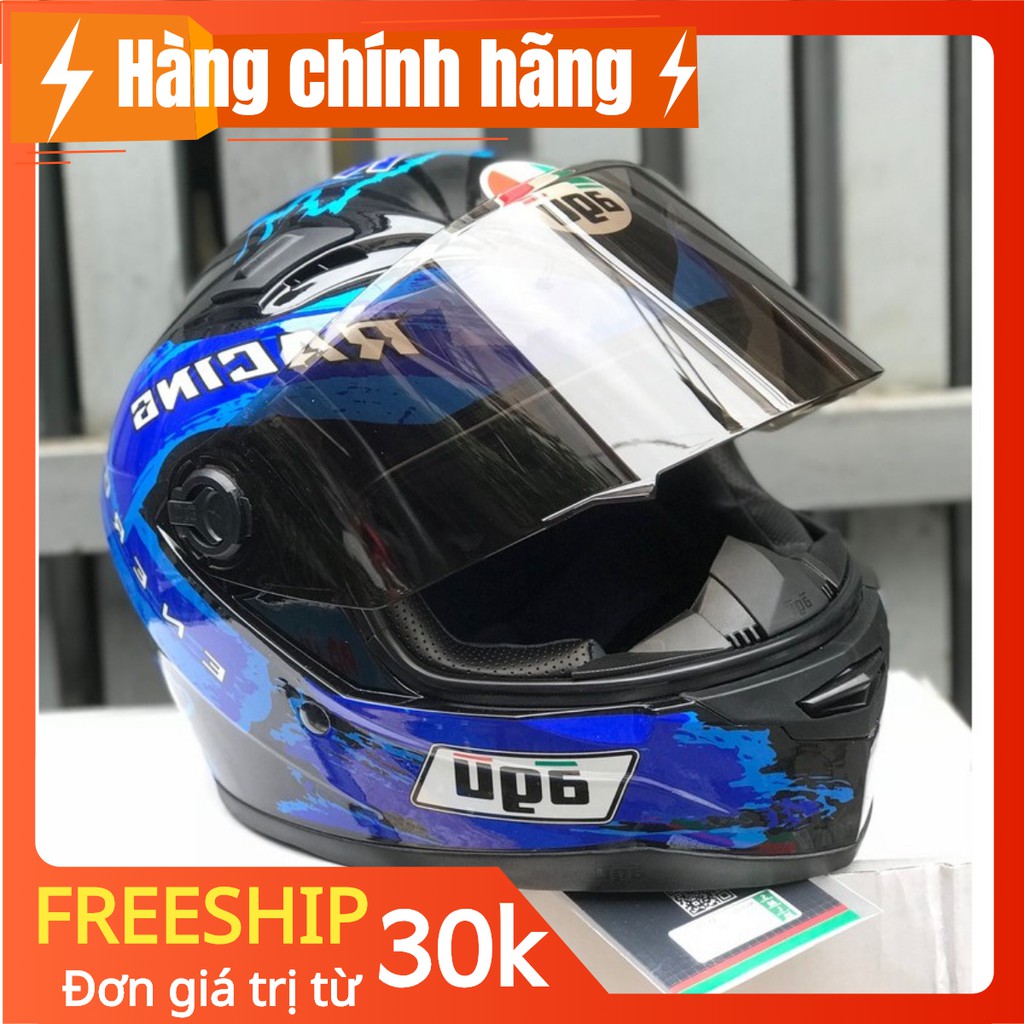 ( freeship} nón AGU tem Racing energy xanh nước biển (hàng chính hãng)