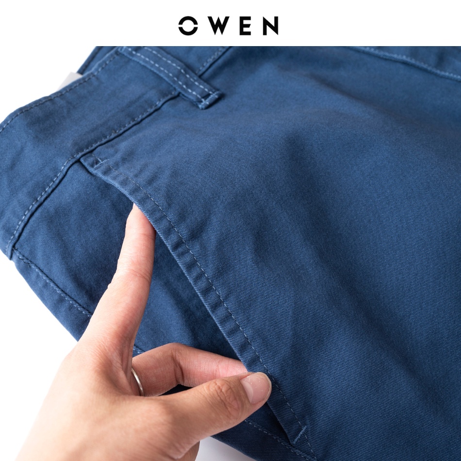 Quần short nam kaki OWEN màu xanh than, chất vải cotton cao cấp, co giãn, trẻ trung, dáng slimfit năng động