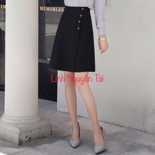 Chân váy chữ A vạt chéo 4 khuy