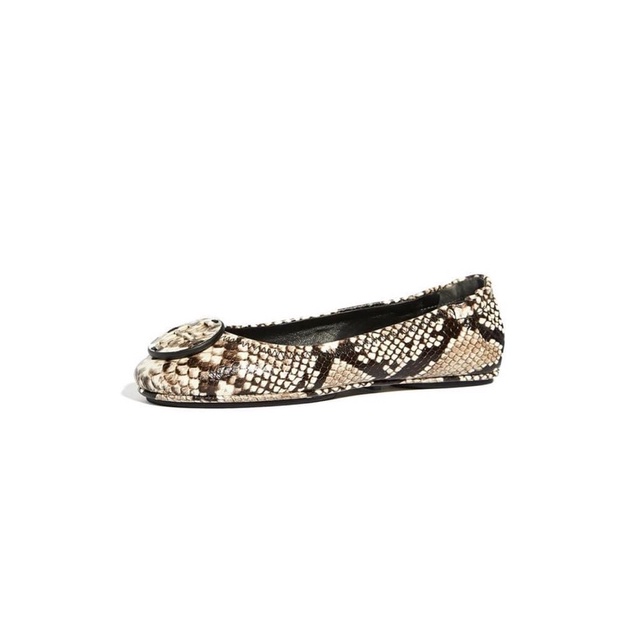 Tory Burch Minnie Snakeskin-Embossed Leather Ballet Flats