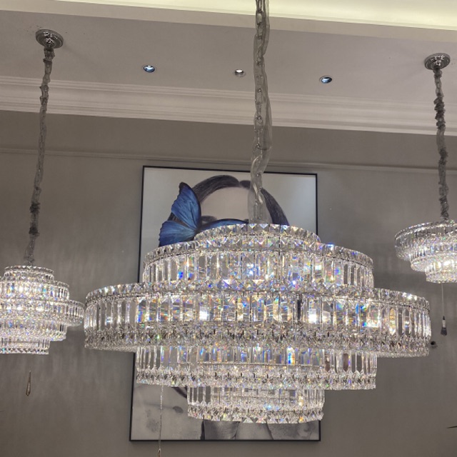 Đèn chùm led pha Lê thả trang trí mẫu hiện đại