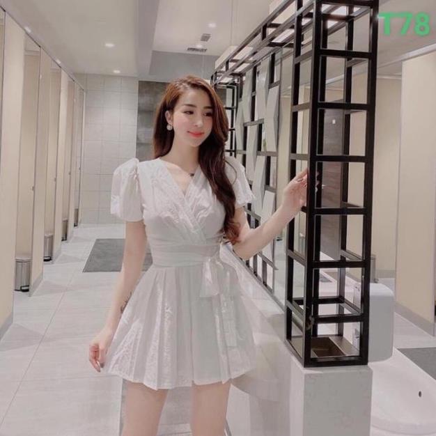 TBL-(ẢNH VIDEO THẬT 3 MÀU)Jum ngắn tay phồng xếp ly cột nơ eo giá rẻ thời trang TASA
