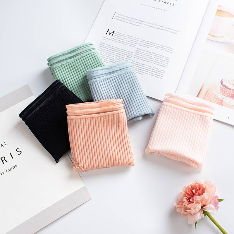 Quần lót cotton viền ren màu trơn thiết kế thoải mái và thoáng khí phong cách Nhật Bản cho nữ 507 | BigBuy360 - bigbuy360.vn