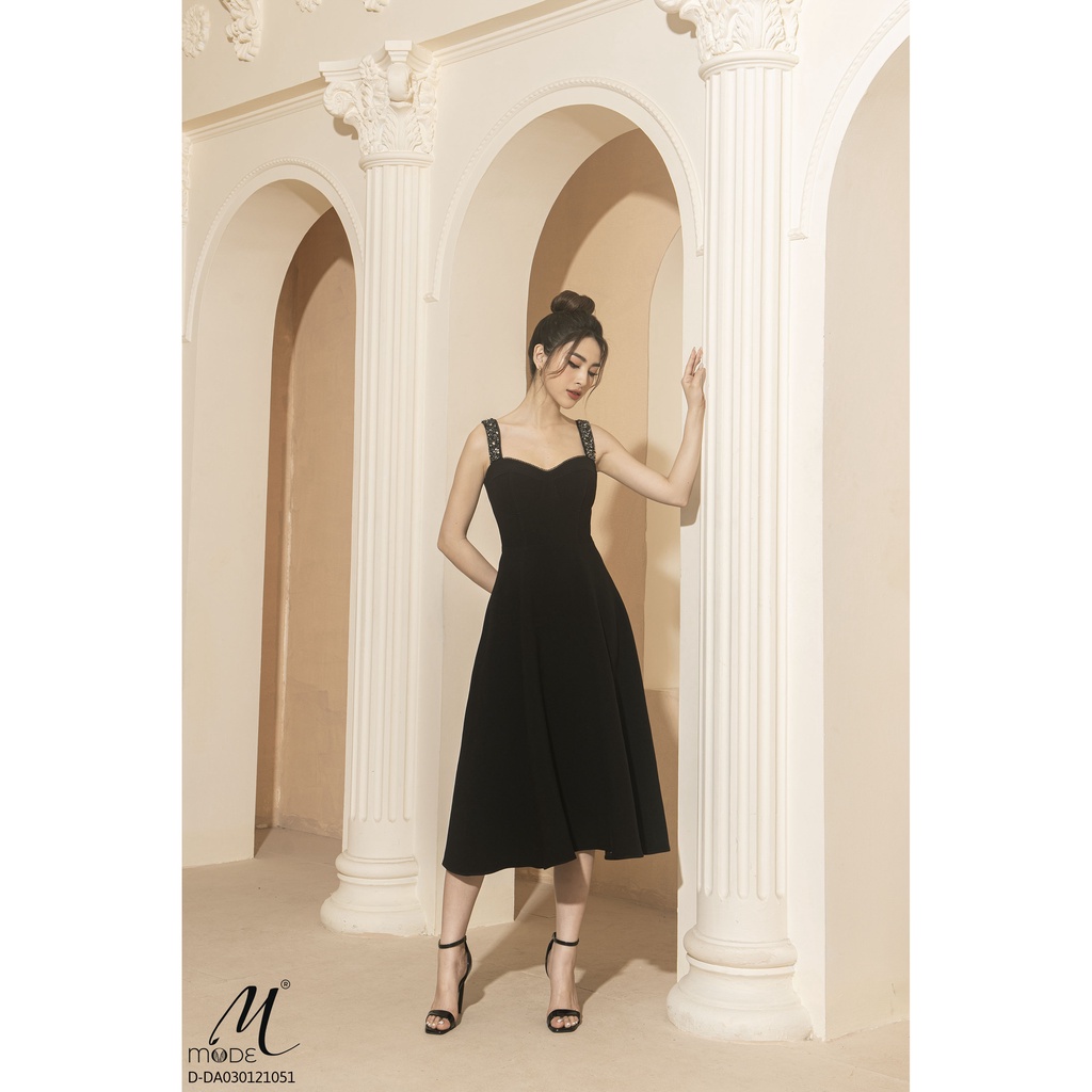 Đầm hai dây phối ren đính đá MMOutfit D-DA030121051