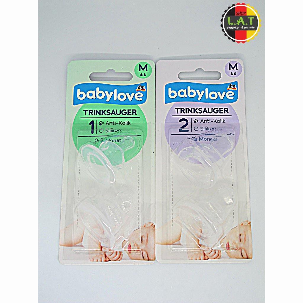 BỘ 2 NÚM TY CỔ HẸP SILICON BABYLOVE SIZE M