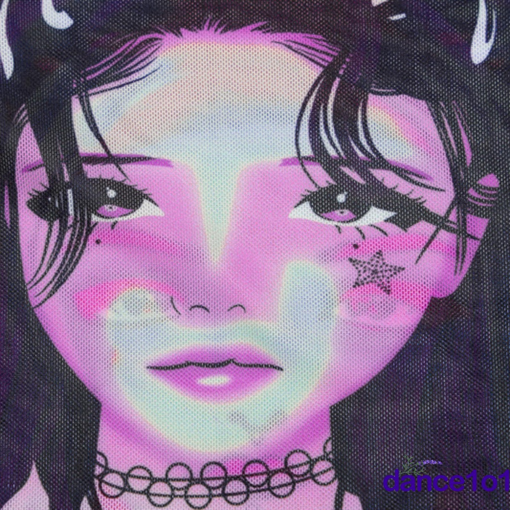 Áo thun nữ ôm tay dài in hình khuôn mặt người nhiều màu