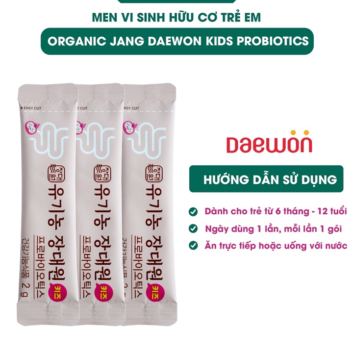 Men Vi Sinh Hữu Cơ Trẻ Em Organic Kids Probiotics Hỗ Trợ Trẻ Bị Táo Bón, Tiêu Chảy, Rối Loạn Tiêu Hóa Jang Daewon